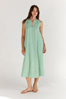 Itami Stripe Sleeveless Dress Green