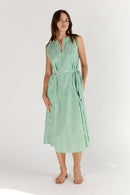 Itami Stripe Sleeveless Dress Green