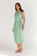 Itami Stripe Sleeveless Dress Green