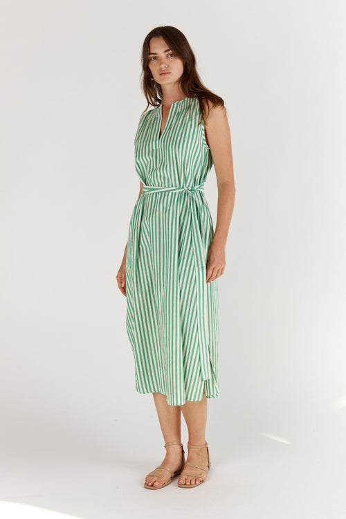 Itami Stripe Sleeveless Dress Green