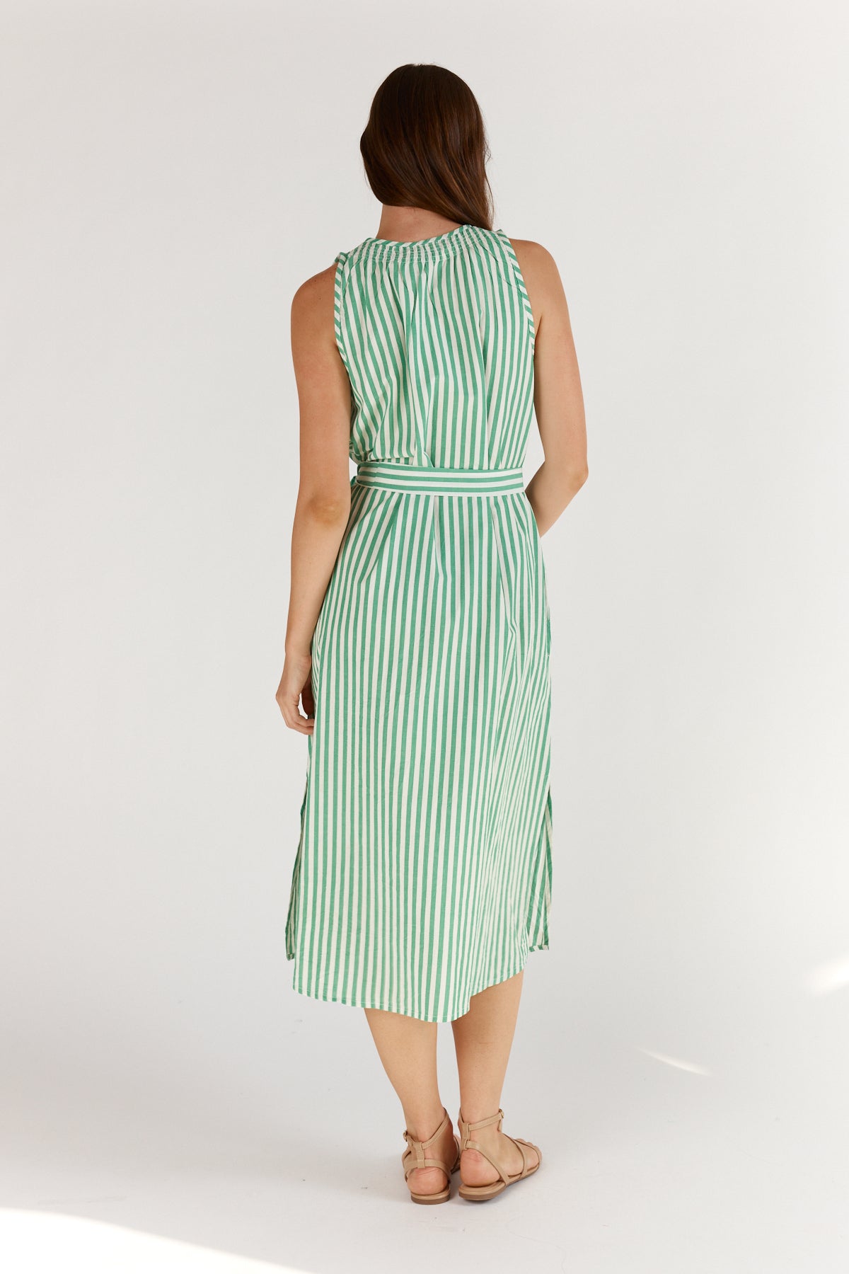 Itami Stripe Sleeveless Dress Green