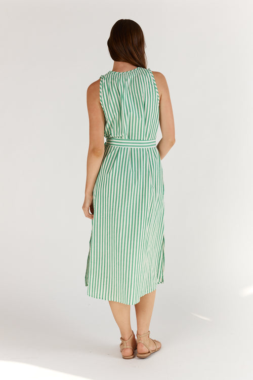 Itami Stripe Sleeveless Dress Green
