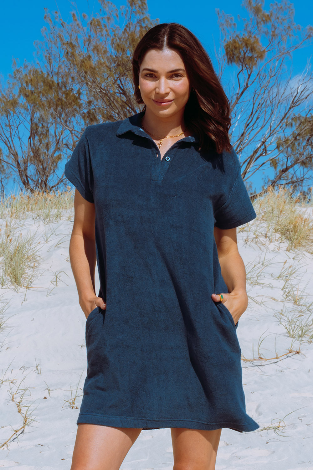 Itami Terri Towel Dress Navy