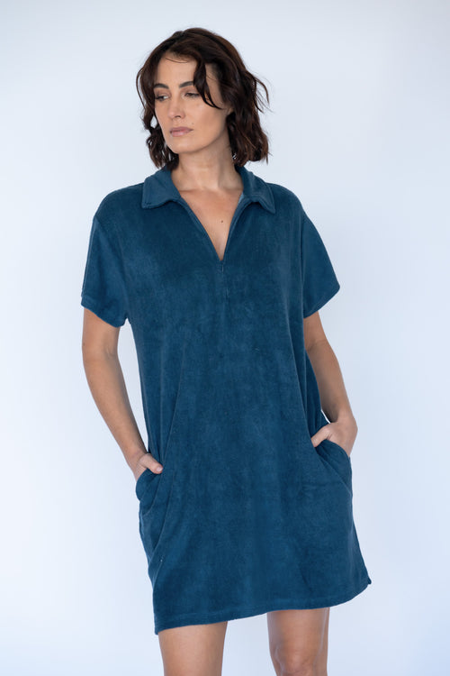 Itami Terri Zip Dress Navy