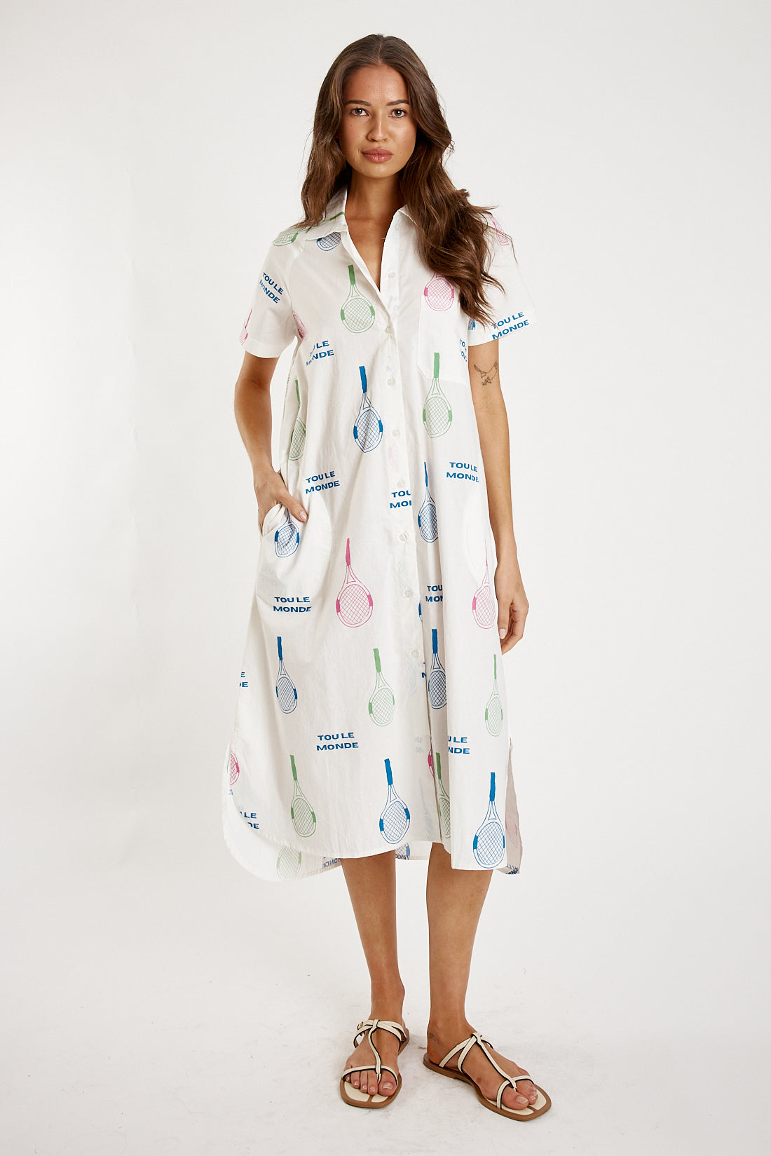 Itami Tout Le Tenis Button Dress White