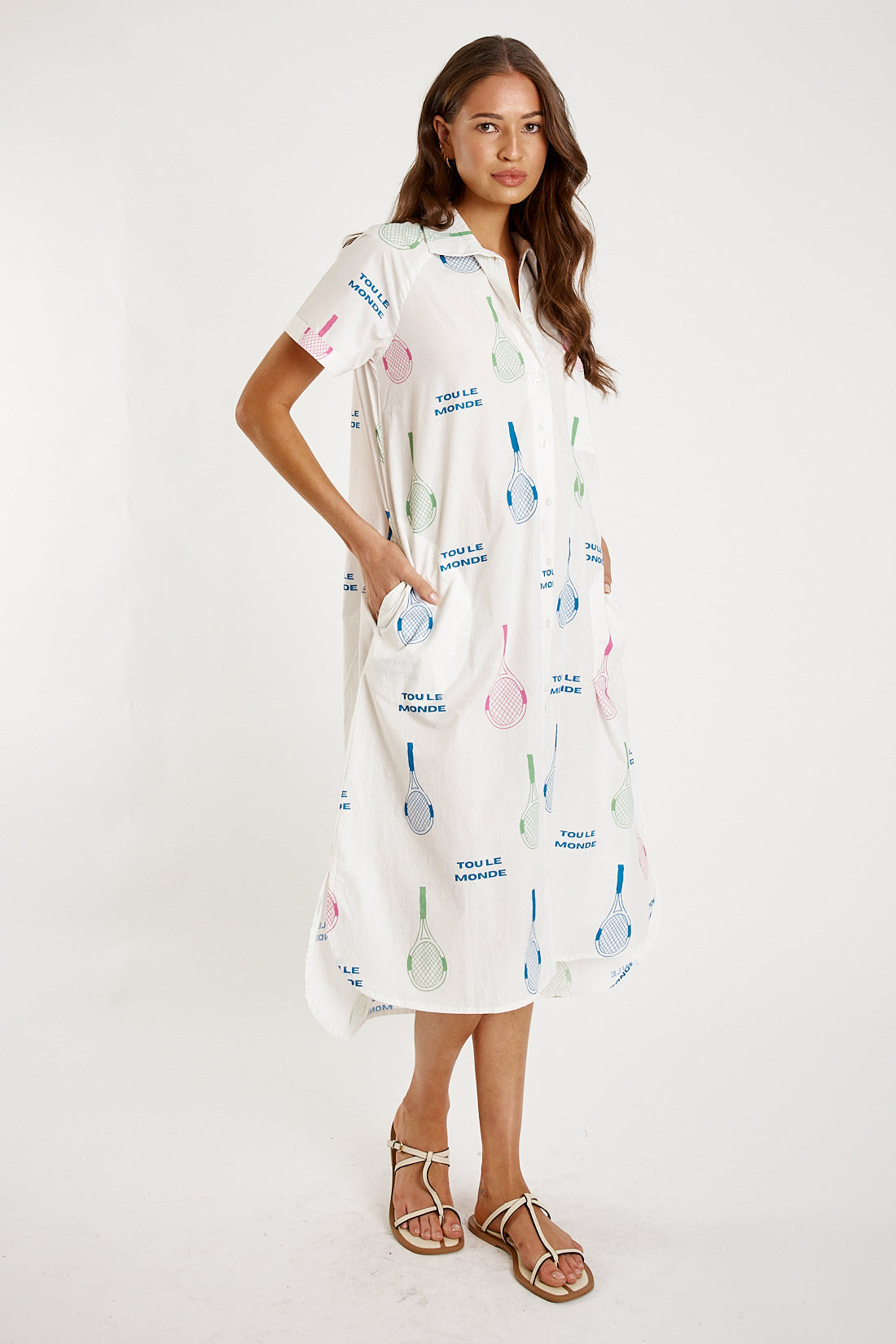 Itami Tout Le Tenis Button Dress White