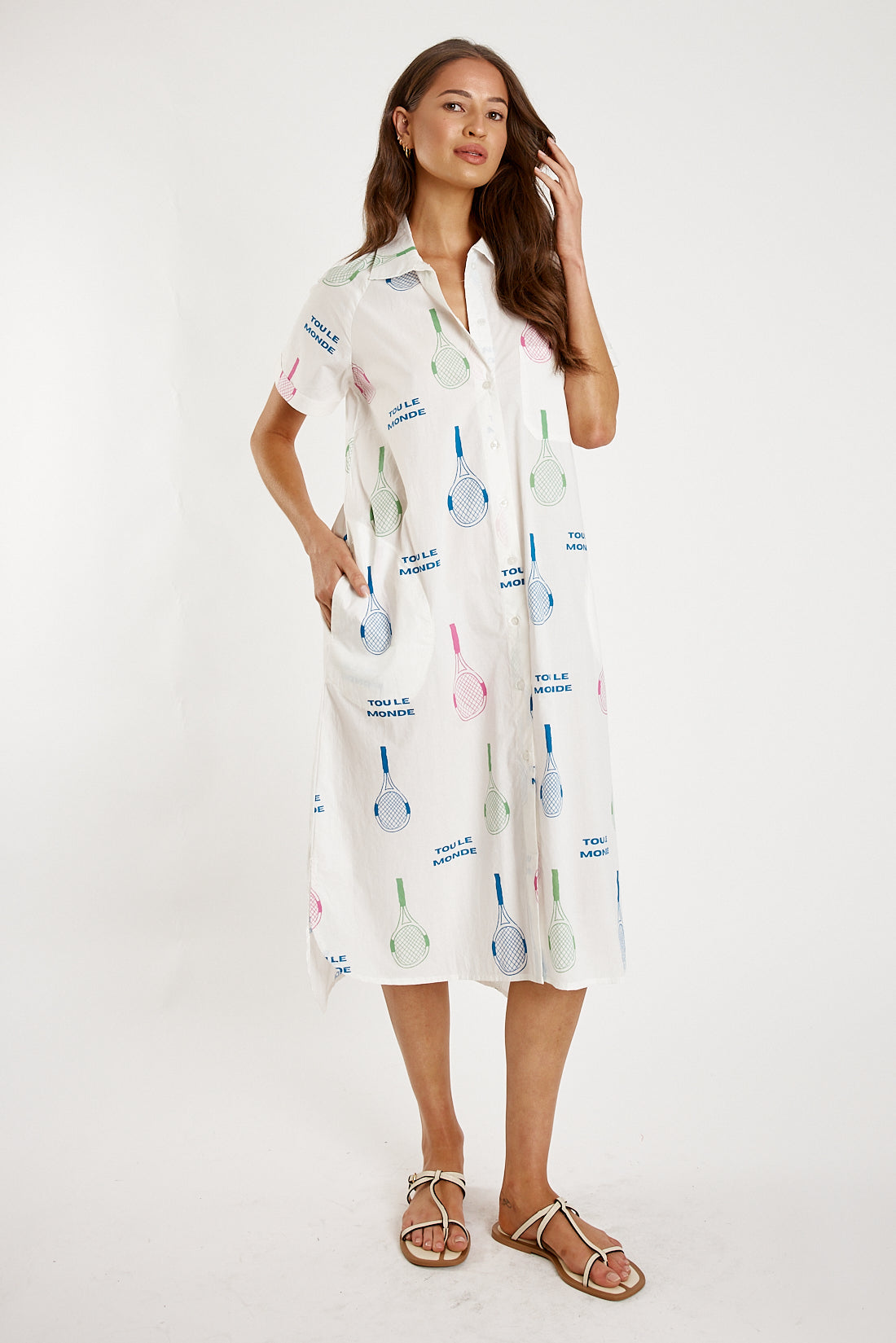 Itami Tout Le Tenis Button Dress White