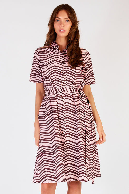 Itami Waylon S/S Dress ZigZag Pink