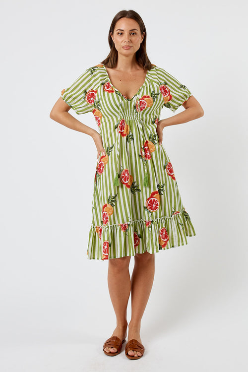Kabana Inis Shirred Dress Khaki | EXCLUSIVE