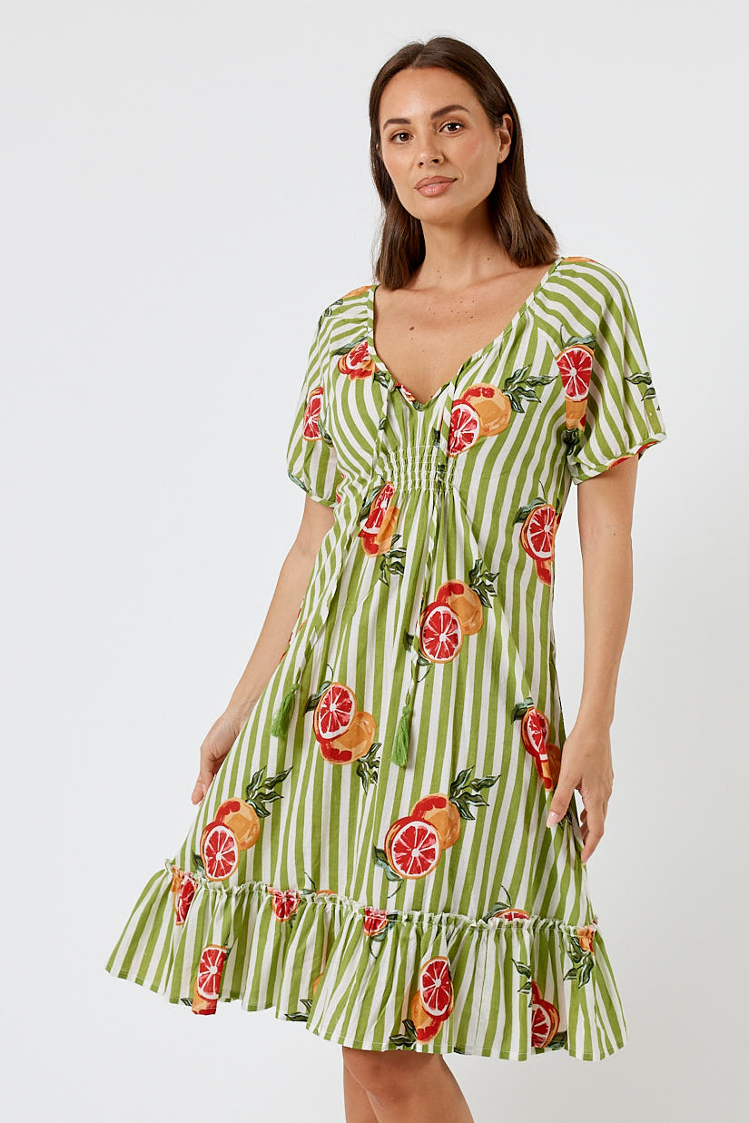 Kabana Inis Shirred Dress Khaki | EXCLUSIVE