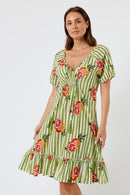 Kabana Inis Shirred Dress Khaki | EXCLUSIVE