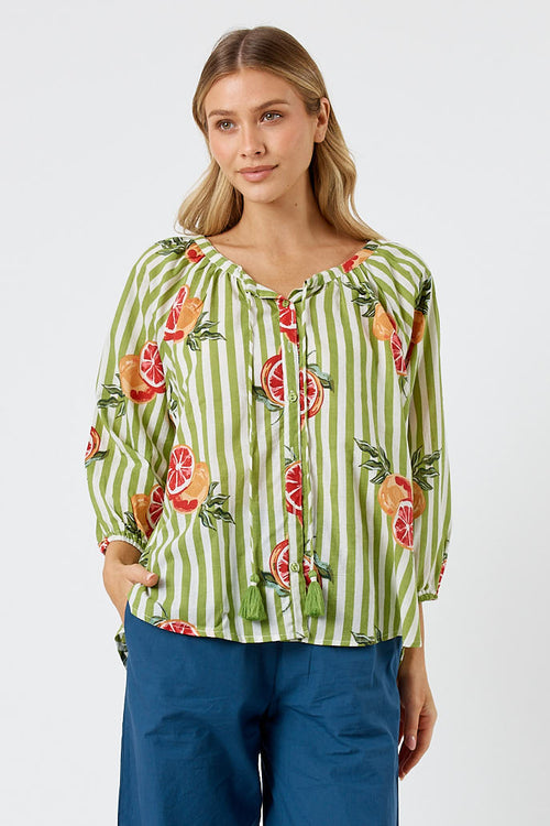 Kabana Inis Buttoned Top Khaki | EXCLUSIVE