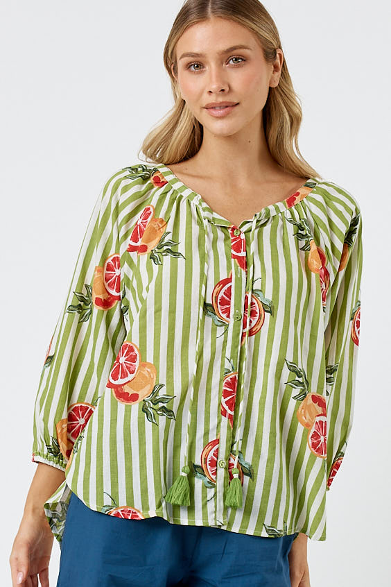Kabana Inis Buttoned Top Khaki | EXCLUSIVE