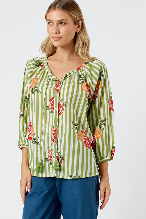 Kabana Inis Buttoned Top Khaki | EXCLUSIVE