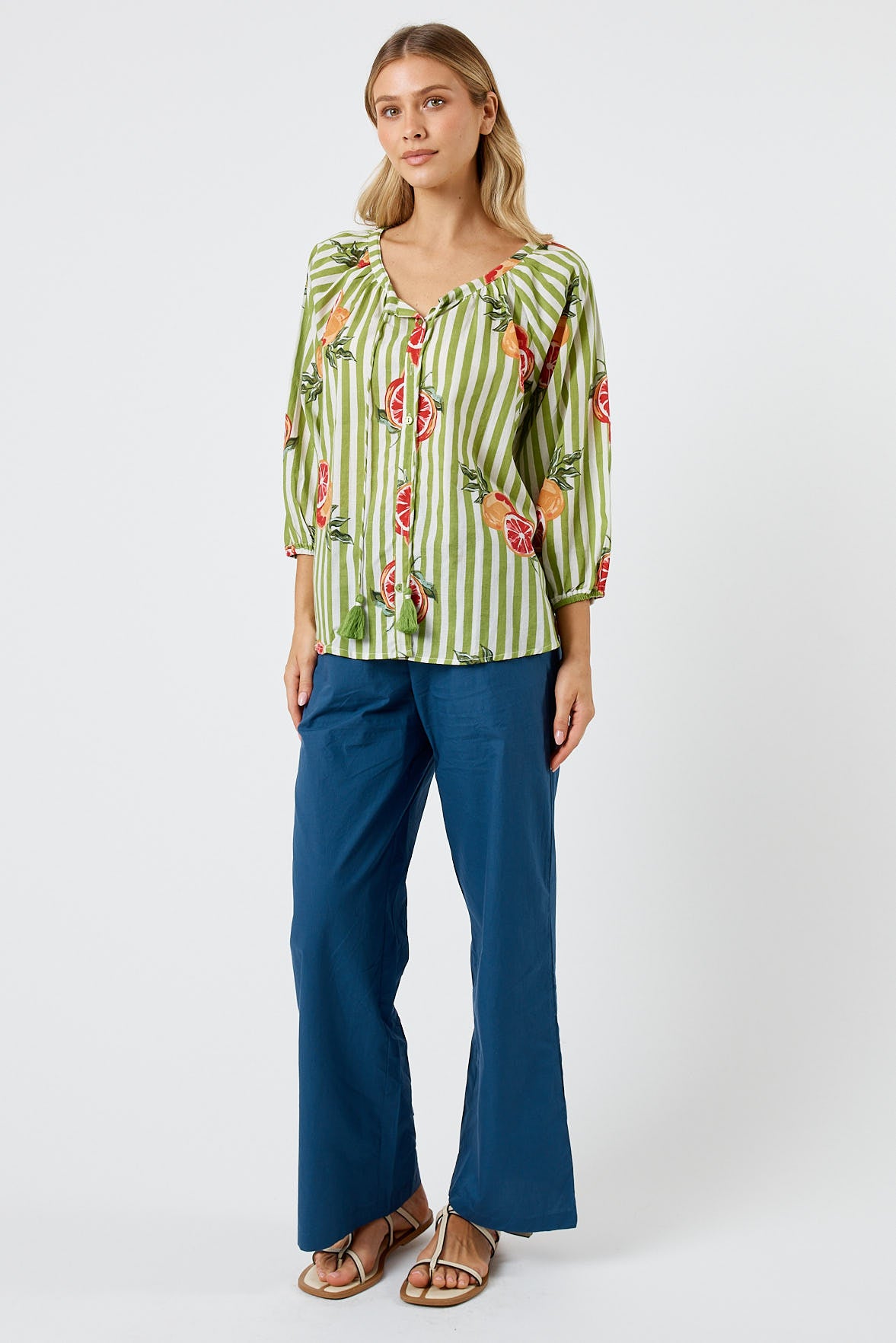 Kabana Inis Buttoned Top Khaki | EXCLUSIVE