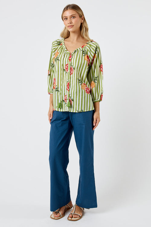 Kabana Inis Buttoned Top Khaki | EXCLUSIVE