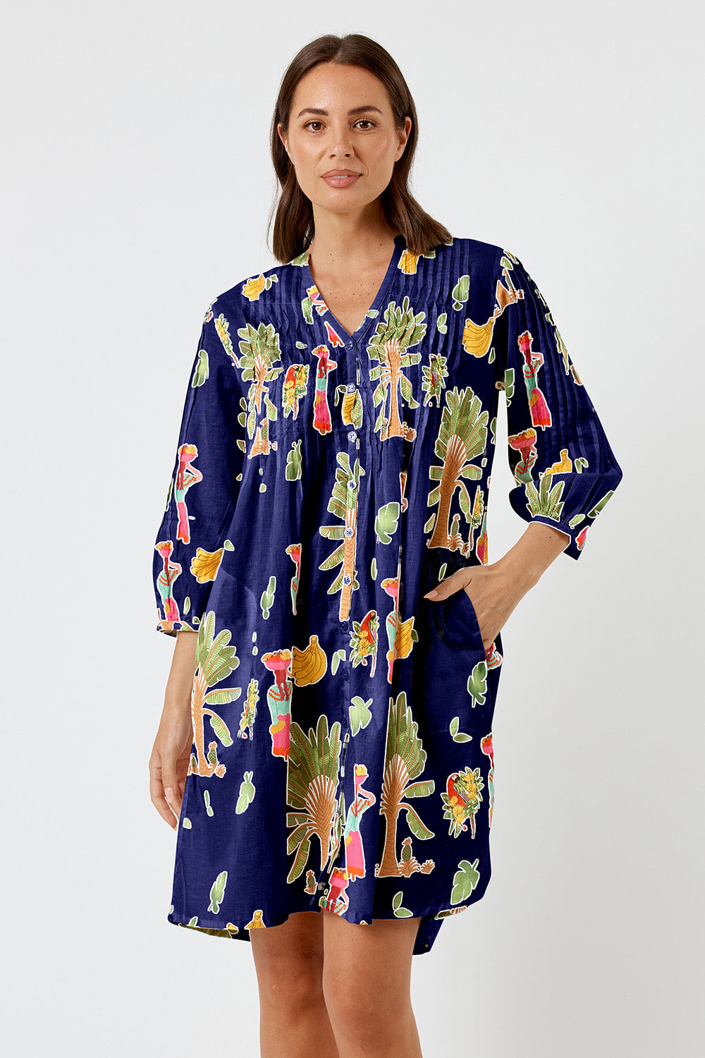 Kabana Sabrina Tuck Dress Navy | EXCLUSIVE