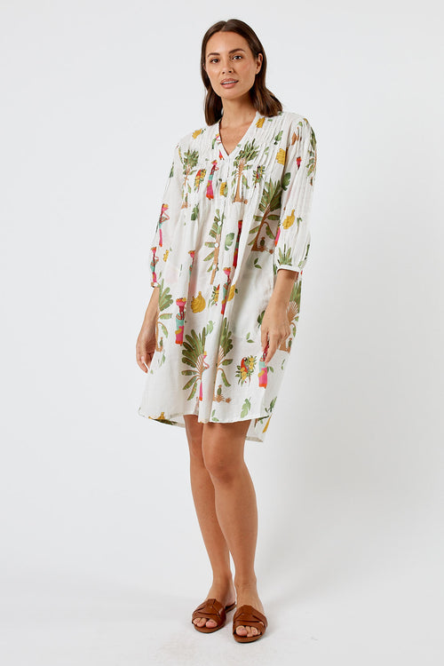 Kabana Sabrina Tuck Dress White | EXCLUSIVE