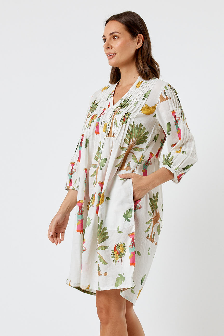 Kabana Sabrina Tuck Dress White | EXCLUSIVE