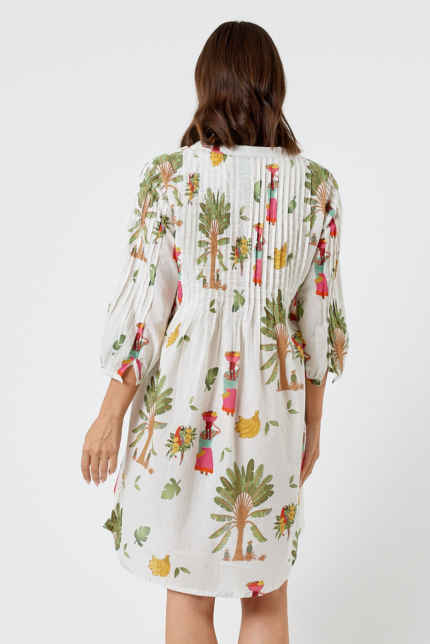 Kabana Sabrina Tuck Dress White | EXCLUSIVE