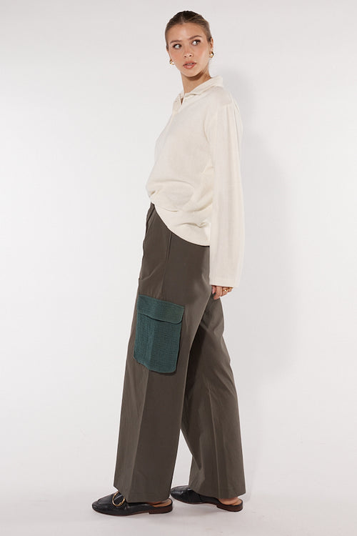 Itami Crochet Cargo Pant Khaki