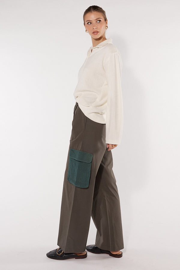 Itami Crochet Cargo Pant Khaki