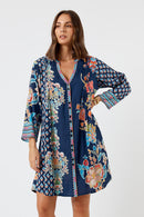LulaLife Arden Button Dress Navy