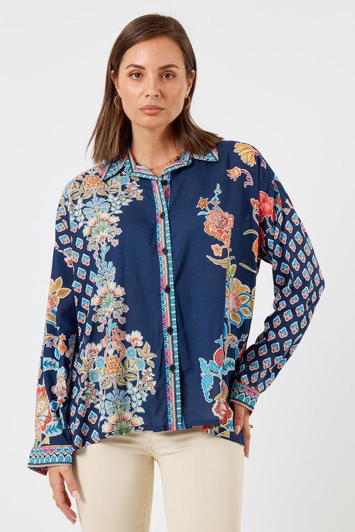 LulaLife Arden Shirt Navy