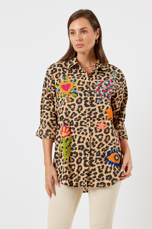 LulaLife Azure Shirt Leopard