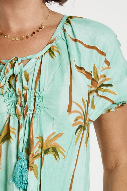 LulaLife Badira Shirred Dress Mist