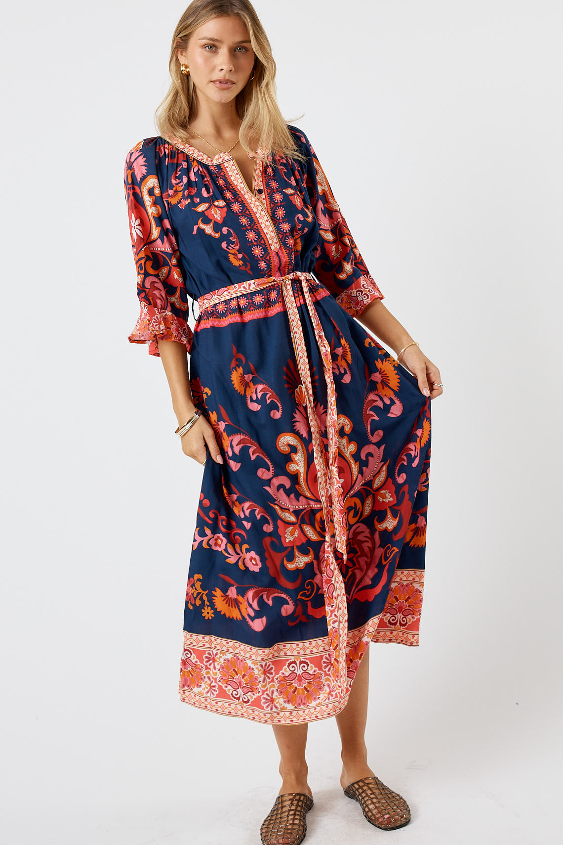 LulaLife Enid Midi Navy