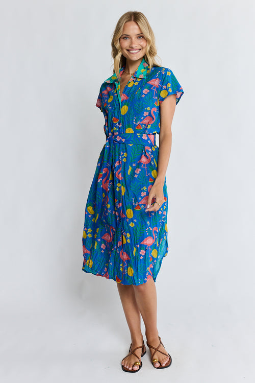 PRE SALE | LulaLife Flamingo Shirtdress Azure