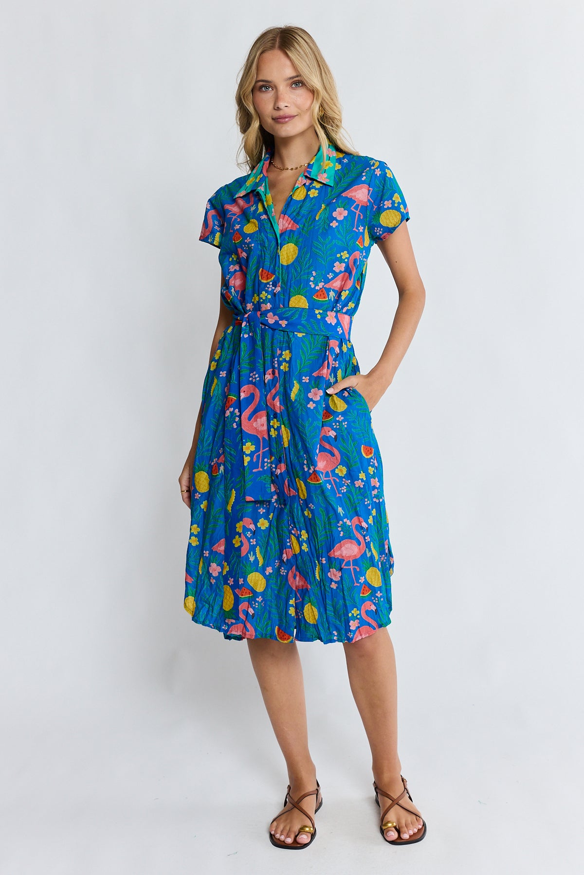 PRE SALE | LulaLife Flamingo Shirtdress Azure
