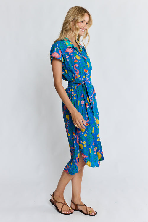 PRE SALE | LulaLife Flamingo Shirtdress Azure