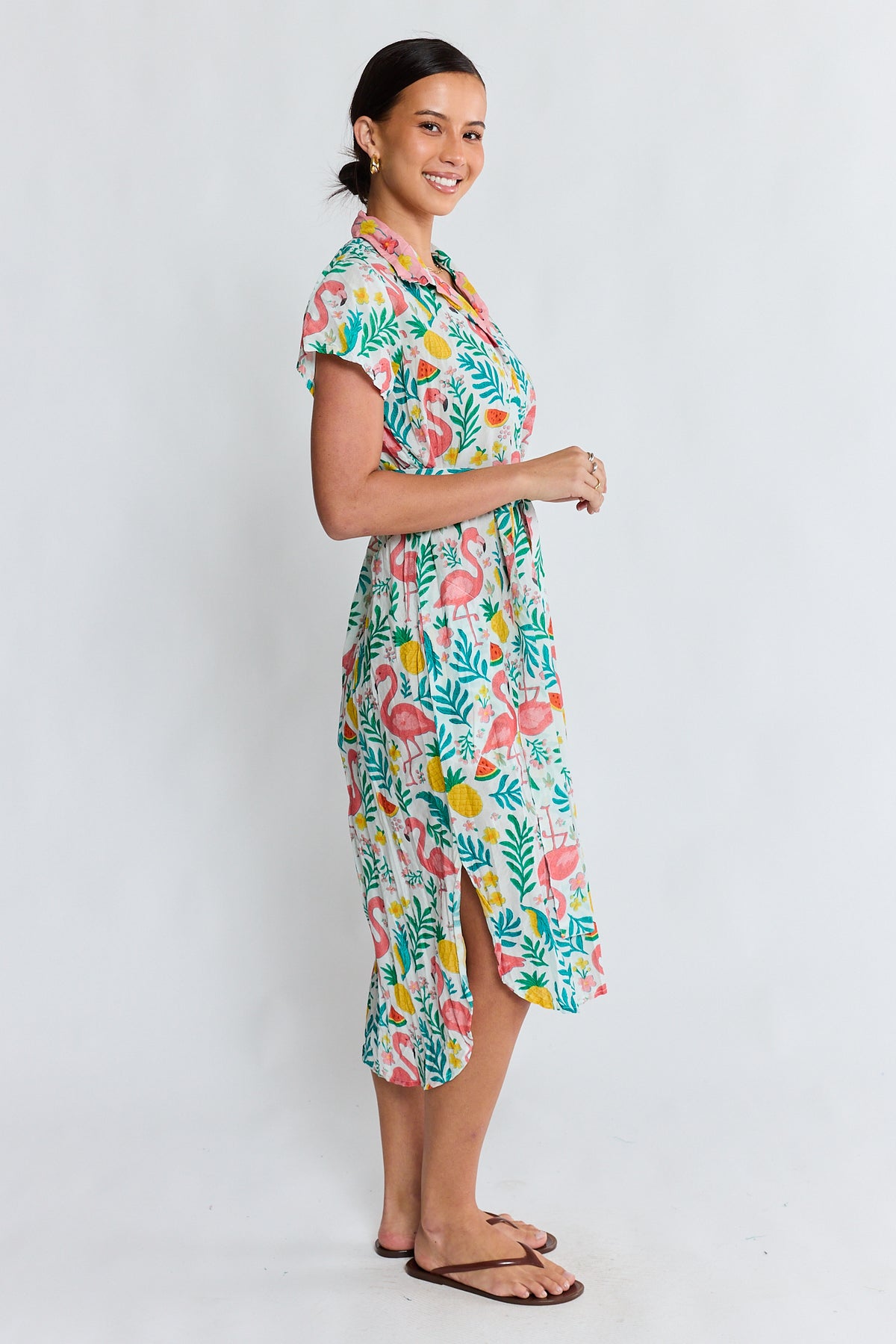 PRE SALE | LulaLife Flamingo Shirtdress White
