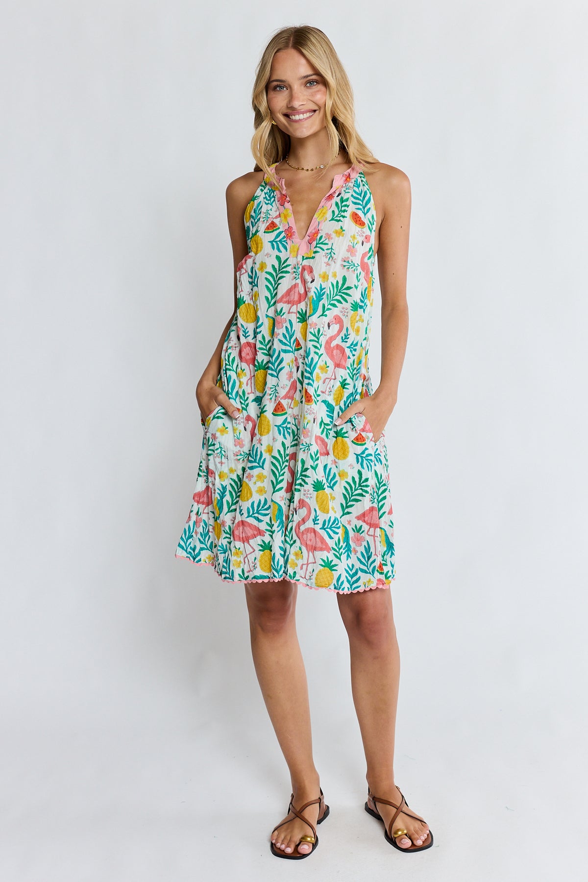PRE SALE | LulaLife Flamingo Sundress White