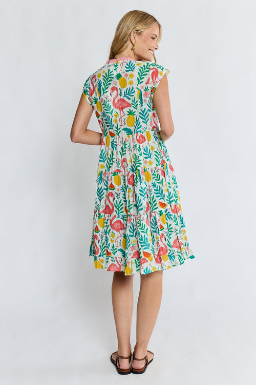 PRE SALE | LulaLife Flamingo Tier Dress White