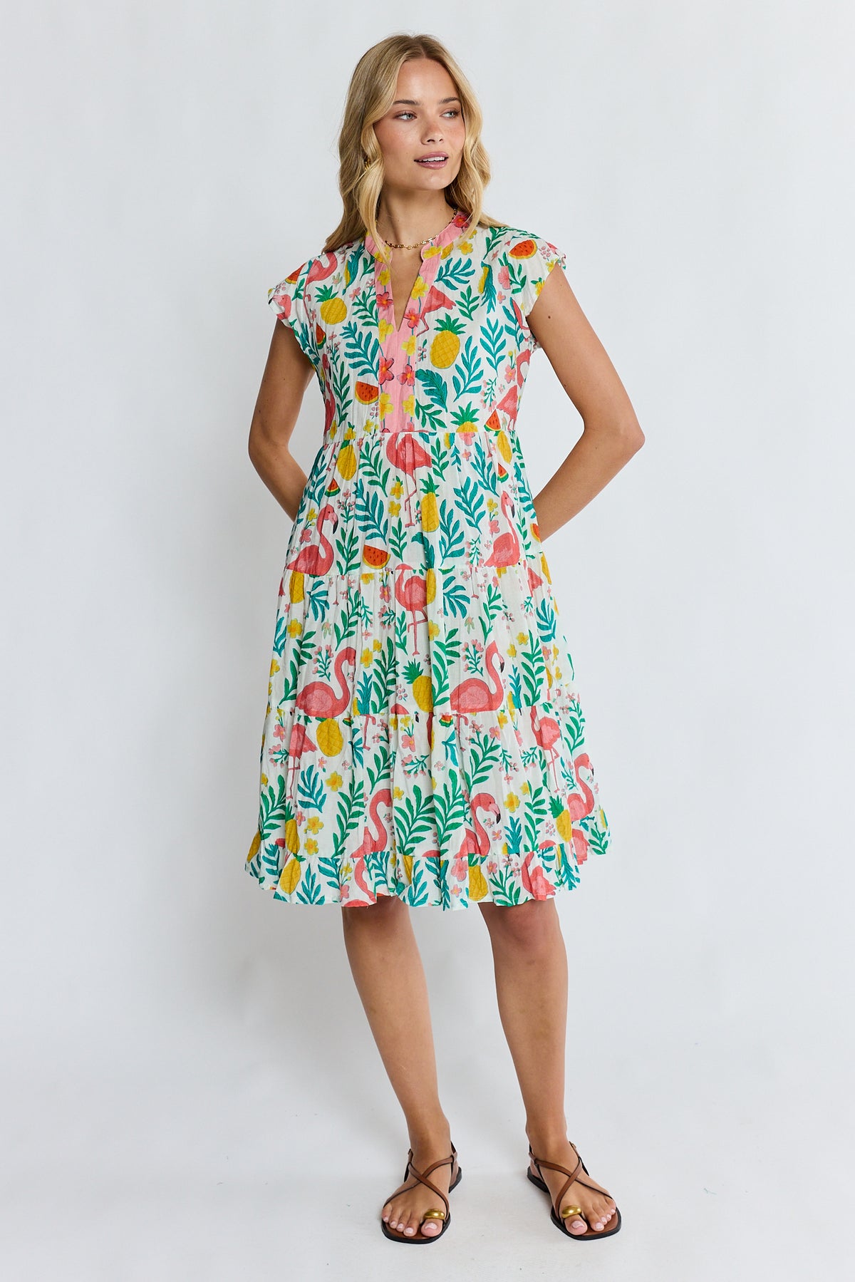 PRE SALE | LulaLife Flamingo Tier Dress White