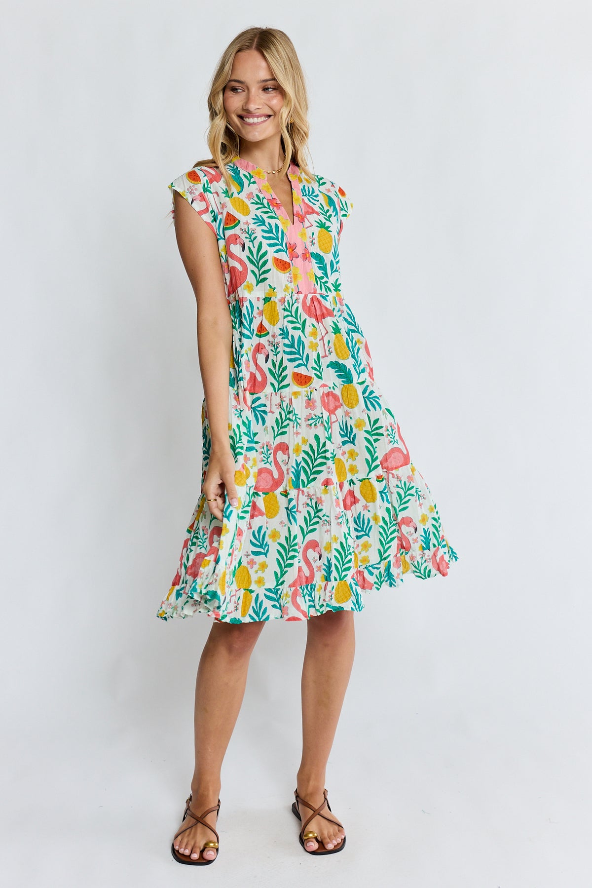 PRE SALE | LulaLife Flamingo Tier Dress White