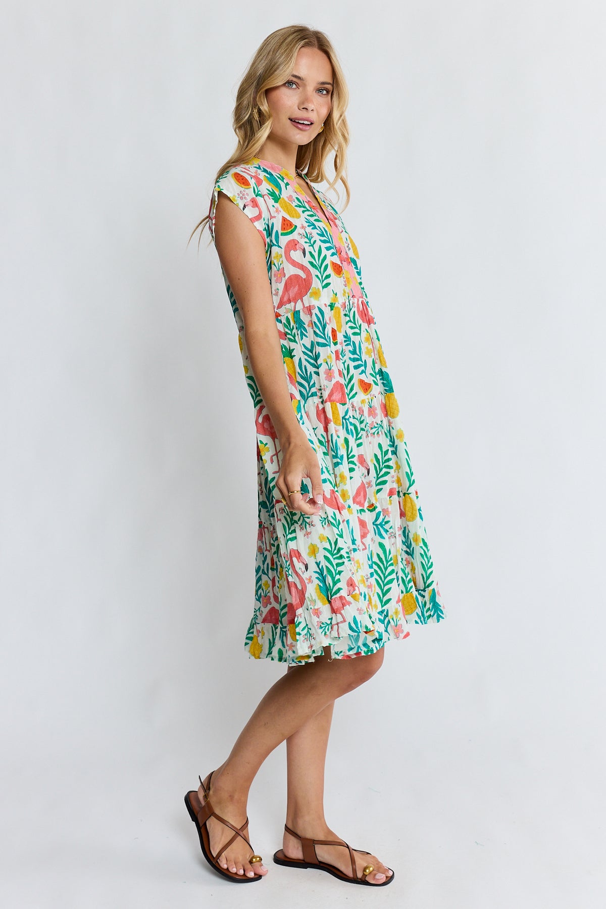 PRE SALE | LulaLife Flamingo Tier Dress White