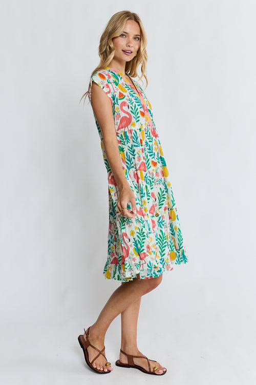 PRE SALE | LulaLife Flamingo Tier Dress White