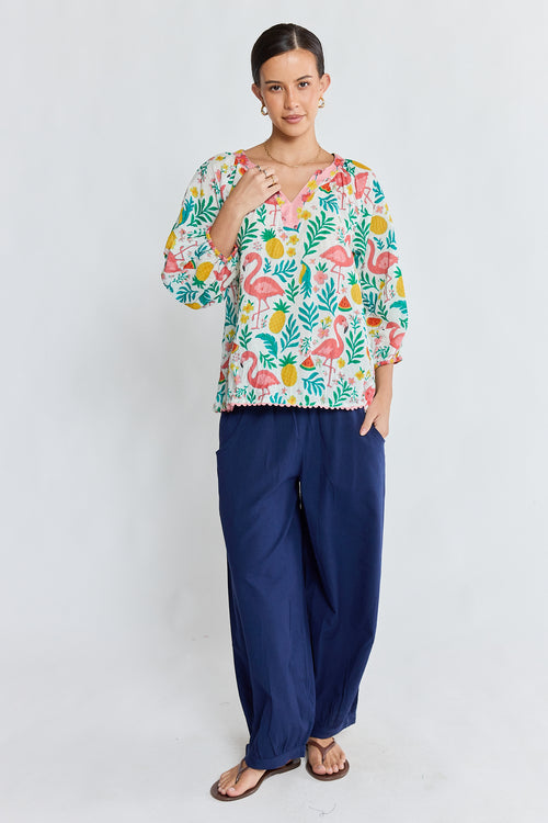 PRE SALE | LulaLife Flamingo Top White