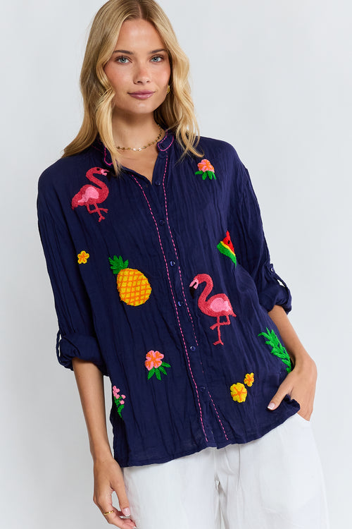 LulaLife Florida Shirt Navy