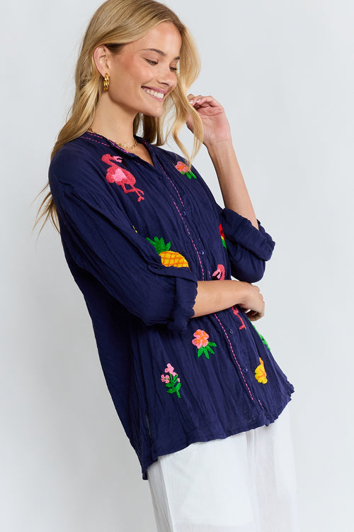 LulaLife Florida Shirt Navy