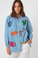 LulaLife Howdy Shirt Navy Stripe