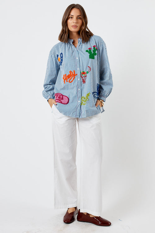 LulaLife Howdy Shirt Navy Stripe