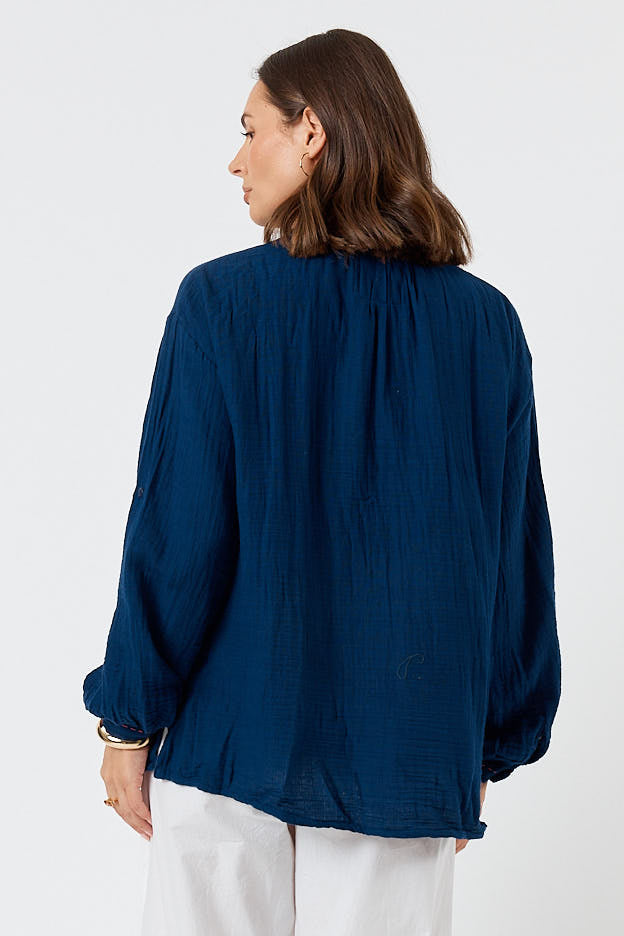LulaLife Howdy Shirt Navy