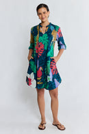 LulaLife Jungle Fever Tuck Dress Navy