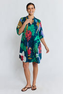 LulaLife Jungle Fever Tuck Dress Navy