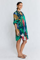 LulaLife Jungle Fever Tuck Dress Navy